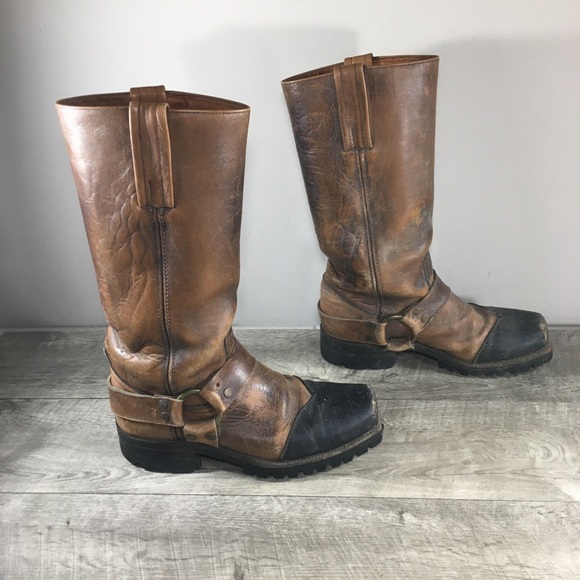 Frye Vintage Black Label Engineer Harness Motorcycle Leather Mens Moto Boots 8.5 - Picture 3 of 13